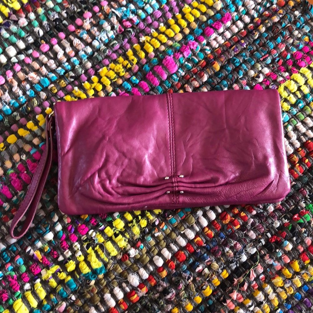 Dark Fuschia leather Jason Drake clutch